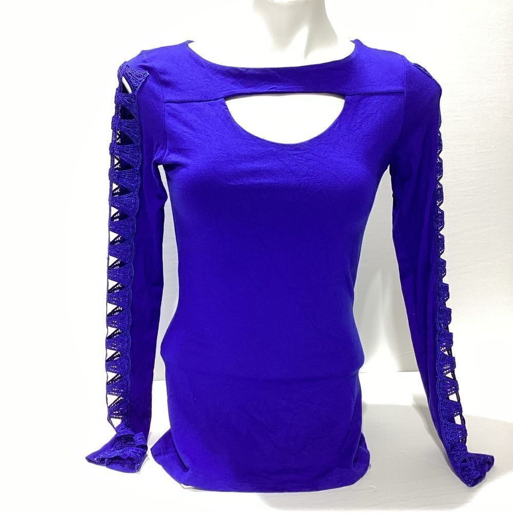 Jane Norman London Peekaboo Chest Eyelet Long Sleeve Blouse XS
